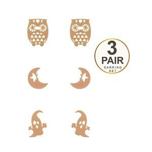 Halloween theme - Crescent Moon, Ghost and Owl  3 pair earring set